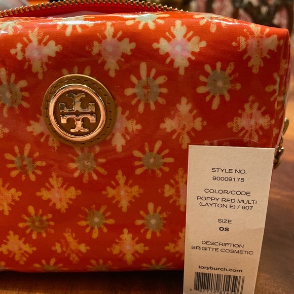 NWT Tory Burch Brigitte Cosmetic Case Poppy Red - Picture 2 of 7